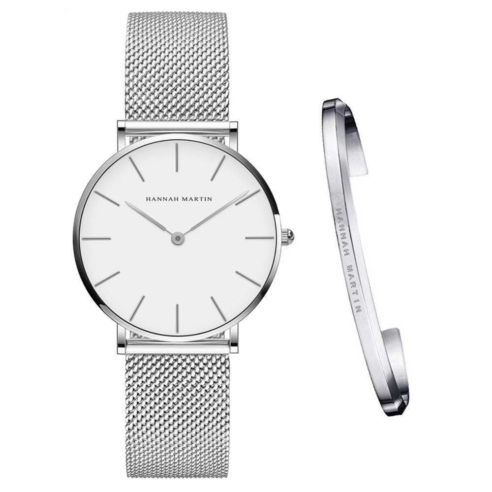 Classic Milanese Watch & Bracelet Set - Black/Gold (W/ Gold Bracelet)